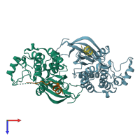 PDB entry 5de2 coloured by chain, top view.