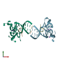 PDB entry 5dea coloured by chain, front view.