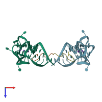 PDB entry 5dea coloured by chain, top view.