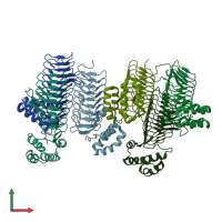 PDB entry 5dem coloured by chain, front view.