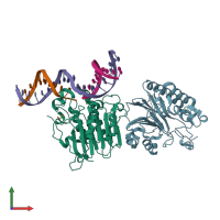 PDB entry 5dfh coloured by chain, front view.
