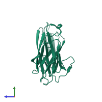 PDB entry 5dfk coloured by chain, side view.