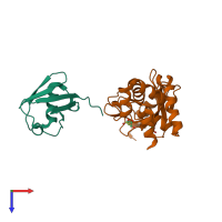 PDB entry 5dfl coloured by chain, top view.