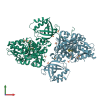PDB entry 5dfm coloured by chain, front view.