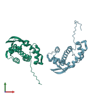 PDB entry 5dfn coloured by chain, front view.