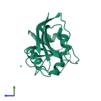 PDB entry 5dfr coloured by chain, side view.