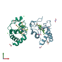 PDB entry 5dfs coloured by chain, front view.