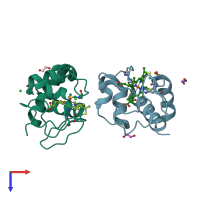 PDB entry 5dfs coloured by chain, top view.