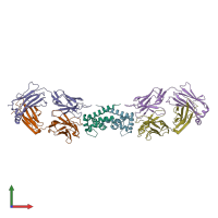 PDB entry 5dfv coloured by chain, front view.