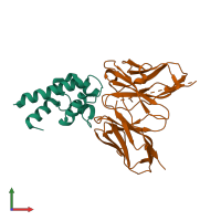 PDB entry 5dfw coloured by chain, front view.