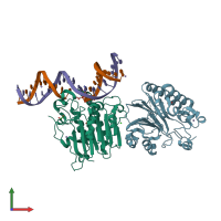 PDB entry 5dg0 coloured by chain, front view.