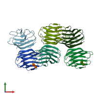 PDB entry 5dg1 coloured by chain, front view.