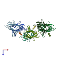 PDB entry 5dg1 coloured by chain, top view.