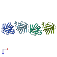 PDB entry 5dg4 coloured by chain, top view.