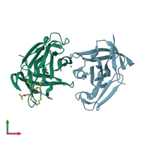 PDB entry 5dg6 coloured by chain, front view.