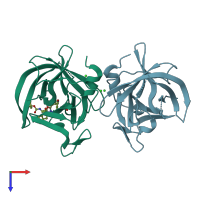 PDB entry 5dg6 coloured by chain, top view.
