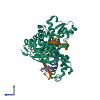 PDB 5dg9 coloured by chain and viewed from the side.
