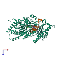 PDB entry 5dga coloured by chain, top view.