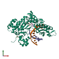 PDB entry 5dgb coloured by chain, front view.