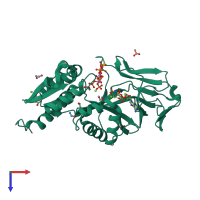 PDB entry 5dgh coloured by chain, top view.