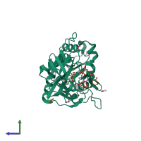 PDB entry 5dgi coloured by chain, side view.