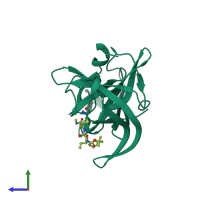PDB entry 5dgj coloured by chain, side view.