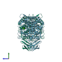 PDB entry 5dgr coloured by chain, side view.