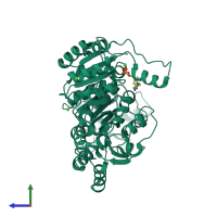 PDB entry 5dgt coloured by chain, side view.