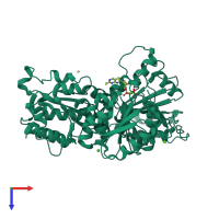 PDB entry 5dgt coloured by chain, top view.