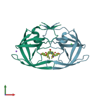 PDB entry 5dgw coloured by chain, front view.