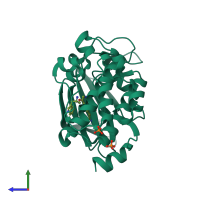PDB entry 5dgz coloured by chain, side view.