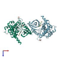 PDB entry 5dh3 coloured by chain, top view.