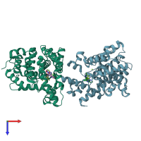 PDB entry 5dh4 coloured by chain, top view.