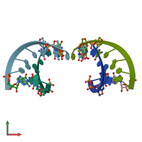 PDB entry 5dhb coloured by chain, front view.