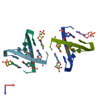 PDB entry 5dhb coloured by chain, top view.