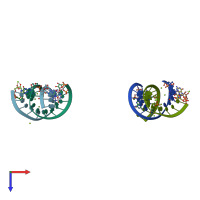 PDB entry 5dhc coloured by chain, top view.