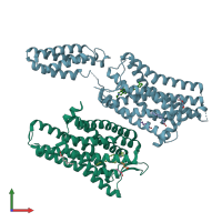 PDB entry 5dhg coloured by chain, front view.