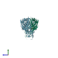 PDB entry 5dhl coloured by chain, side view.