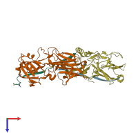 PDB entry 5dhm coloured by chain, top view.