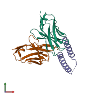 PDB entry 5dhz coloured by chain, front view.