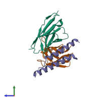 PDB entry 5dhz coloured by chain, side view.