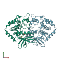 PDB entry 5di1 coloured by chain, front view.