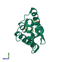 PDB entry 5dic coloured by chain, side view.