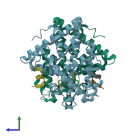 PDB entry 5did coloured by chain, side view.