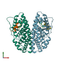 PDB entry 5die coloured by chain, front view.