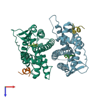 PDB entry 5die coloured by chain, top view.