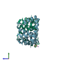 PDB entry 5dip coloured by chain, side view.
