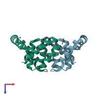 PDB entry 5dip coloured by chain, top view.