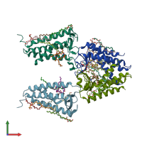 PDB entry 5dir coloured by chain, front view.