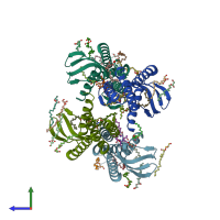 PDB entry 5dir coloured by chain, side view.